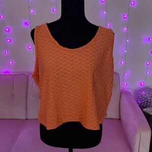 Plus Size Orange Honeycomb Crop Top Size 2X